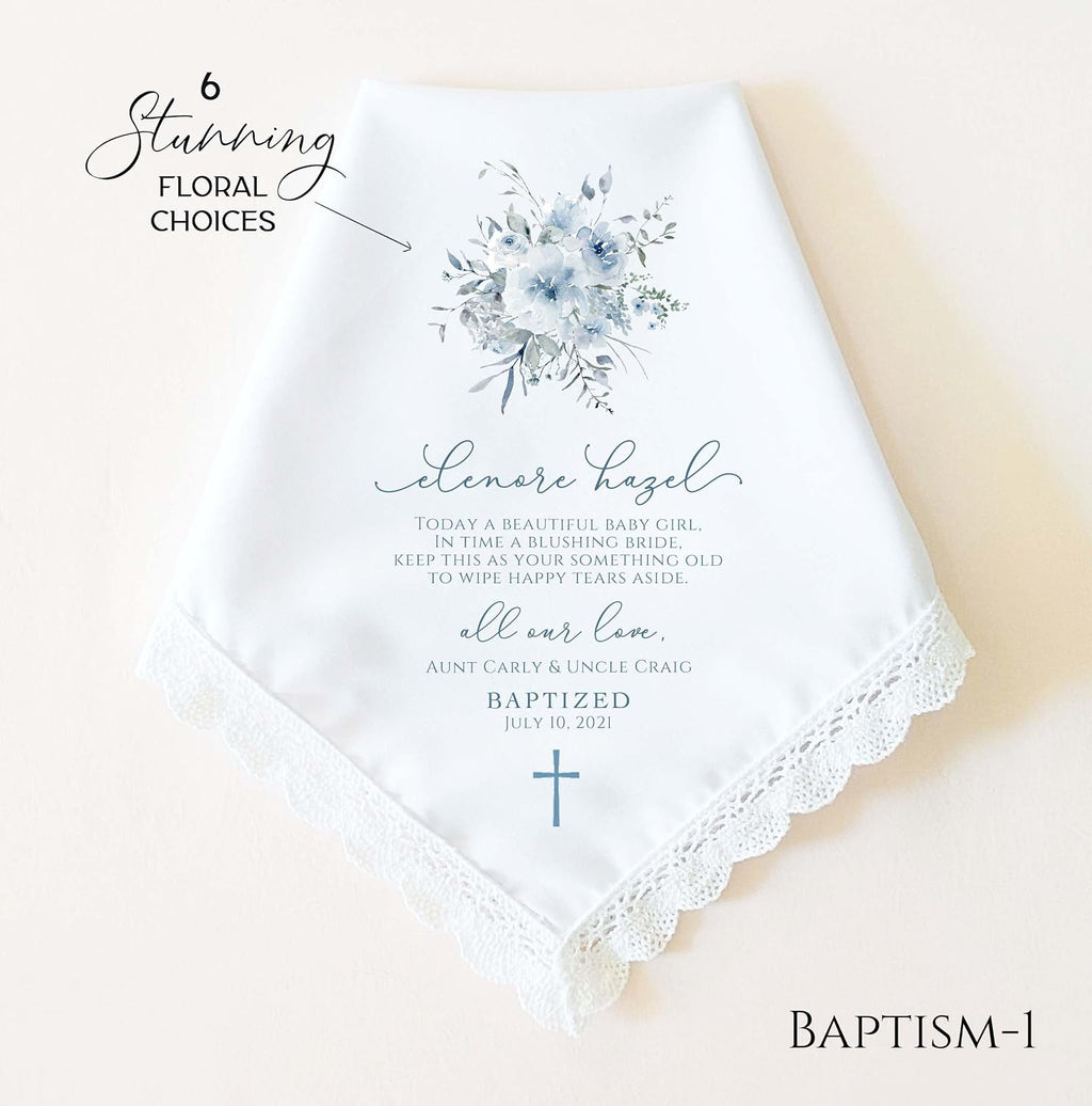 Baptism Gift for Girl, Baby Girl | Christening | Personalized Baptism Handkerchief | Catholic Baptism Gift | Baptism