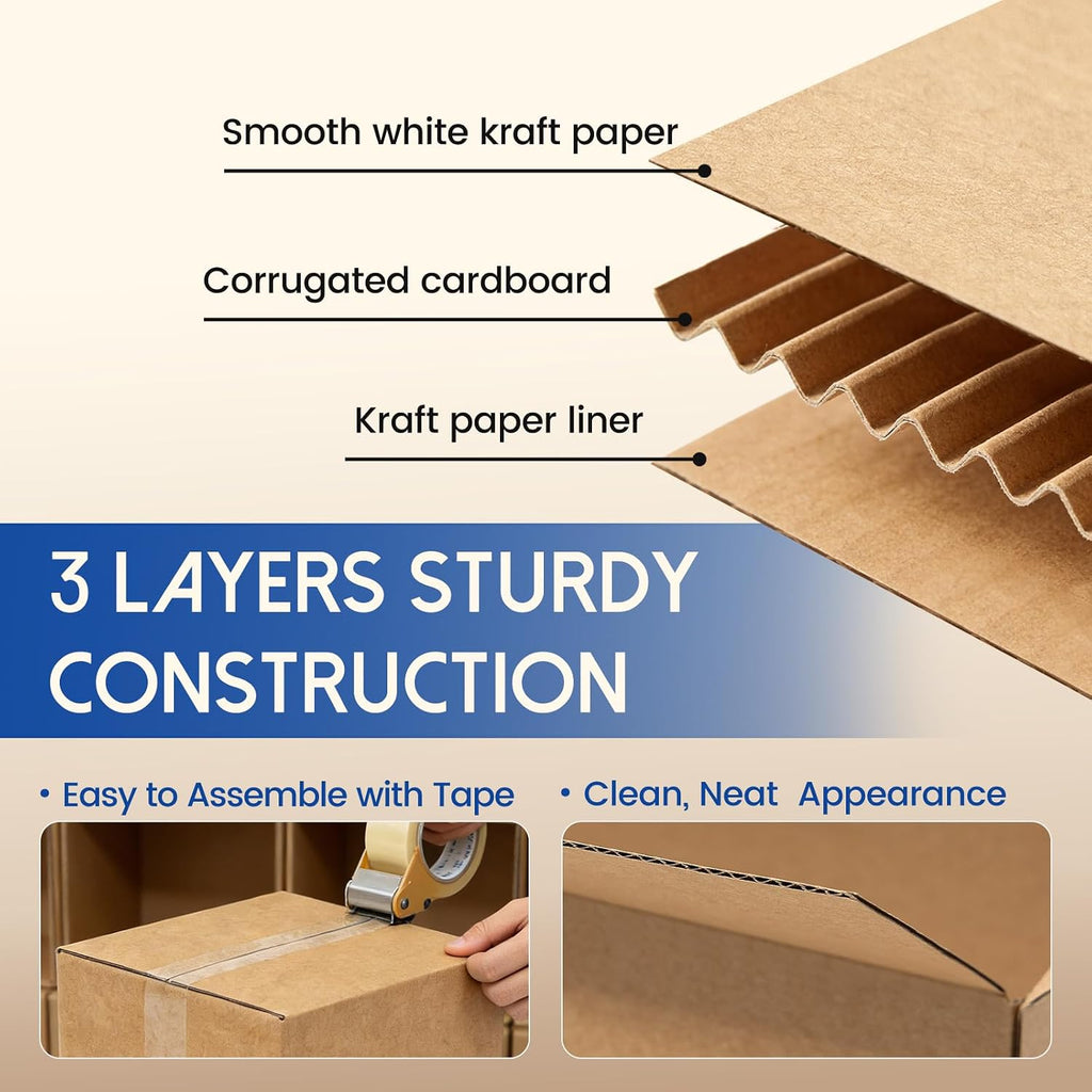 9x6x4" Shipping Boxes 50 Pack Corrugated Cardboard Box Brown