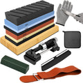 12-Piece Knife Sharpening Stone Set, Whetstone 4 Side 400/1000 3000/8000 Grit, Whetstone Knife Sharpener Stone Kit