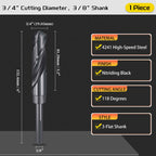 CoCud Drill Bit 3/4" Diameter (19.05mm) 3/8" Shank 3-Flat 4341 HSS