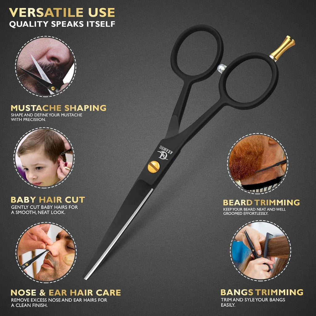 5" Professional Beard Scissors for men Mustache Scissors with 1 Mustache Comb, 1 Beard Comb & Soft Pouch – Prefect