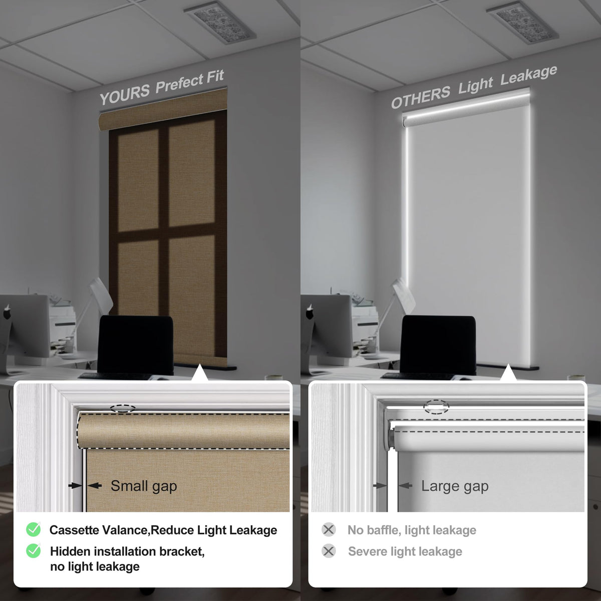 Light Filtering Roller Shades for Windows,Beige,29" W x 48" H