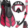 Snorkeling Gear for Adults Men Women,4 in 1 Snorkel Set with Panoramic View Diving Mask Anti-Fog Anti-Leak,Dry Top