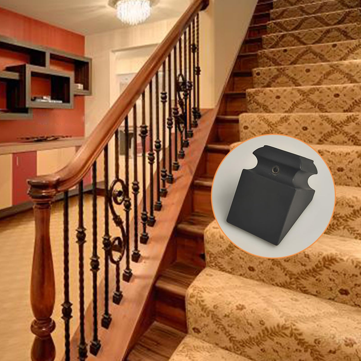 24 Pcs Iron Baluster Shoes, 40 Degree Slant with Screw(Matte Black)