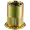 Wensilon Rivet Nut 10-32UNC 200Pcs Yellow Zinc Plated Finish Flat Head Rivnut Threaded Insert Nut Knurled Body