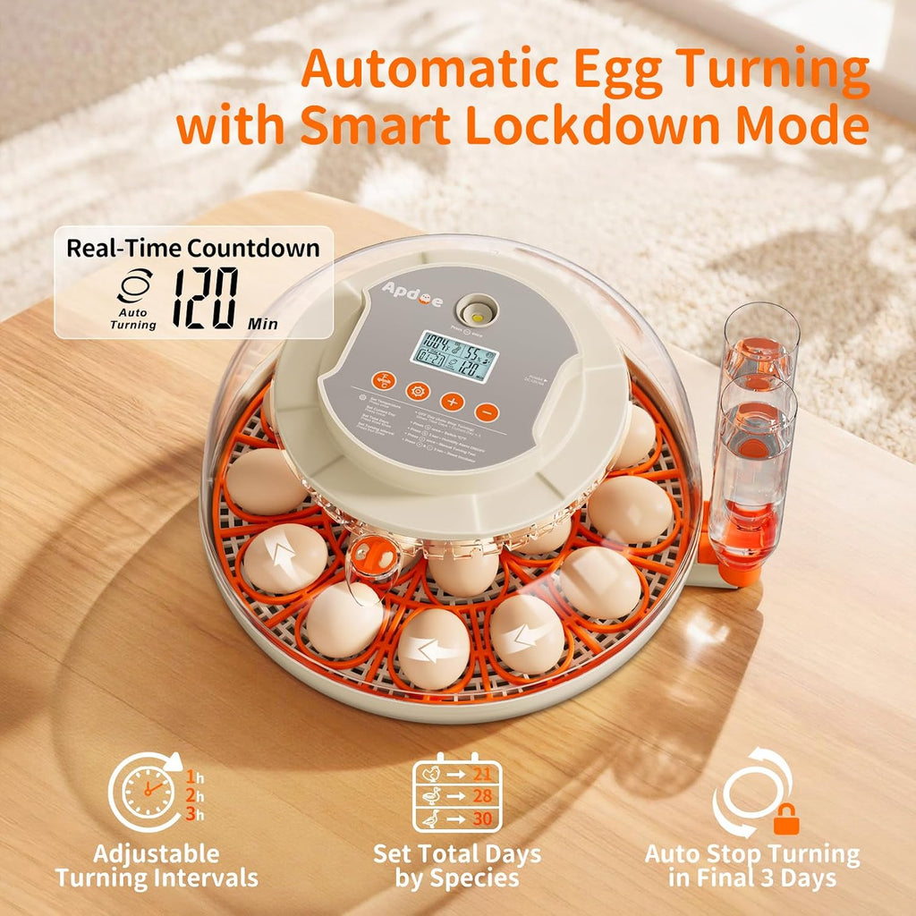Egg Incubators for Hatching Eggs, Temperature and Humidity Control, Automatic Egg Turning, Egg Candler, External