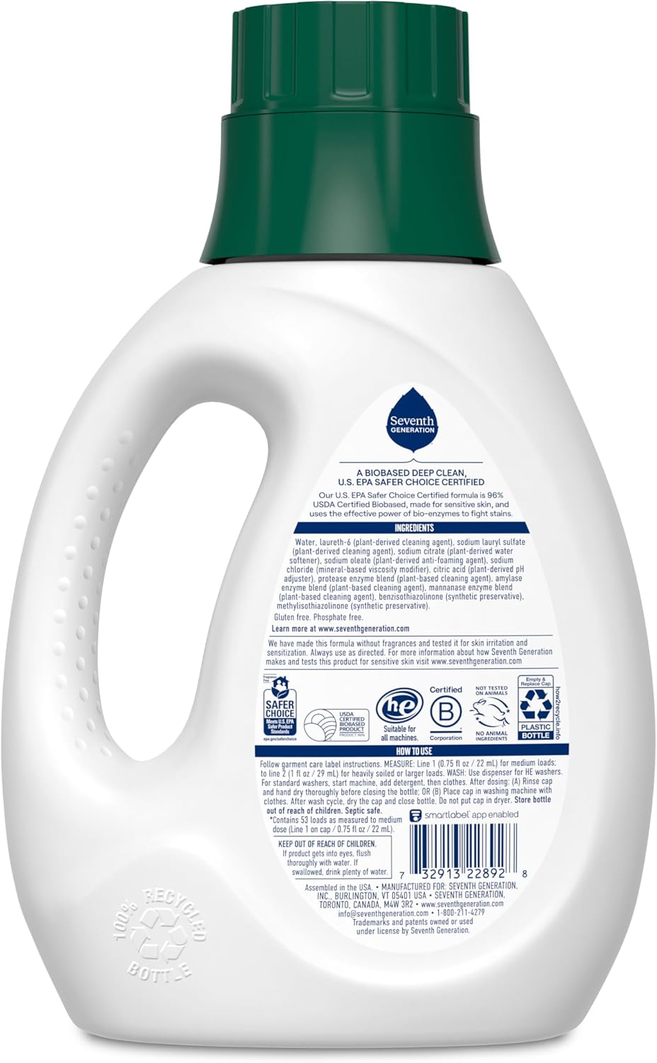 Laundry Detergent, Free & Clear, 40 oz, 53 Loads
