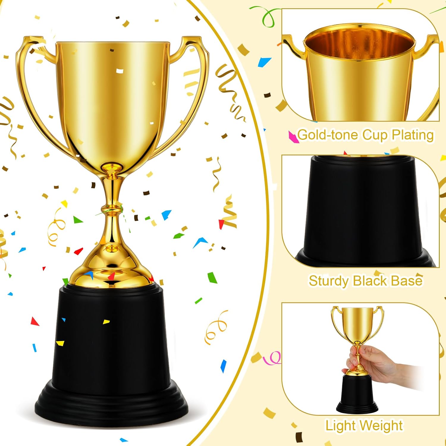 9 Inch Gold Trophy Award Gold Award Cup Employee Coworker Appreciation Gifts Golden Plastic Trophy for Thank You