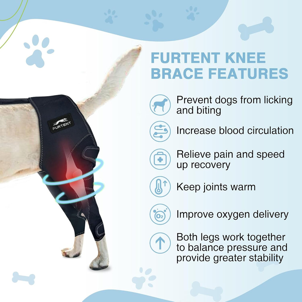 Dog Knee Braces for Back Leg, Dog Knee Brace for Torn ACL Hind Leg Support, Adjustable Dog ACL Brace for Hind Leg