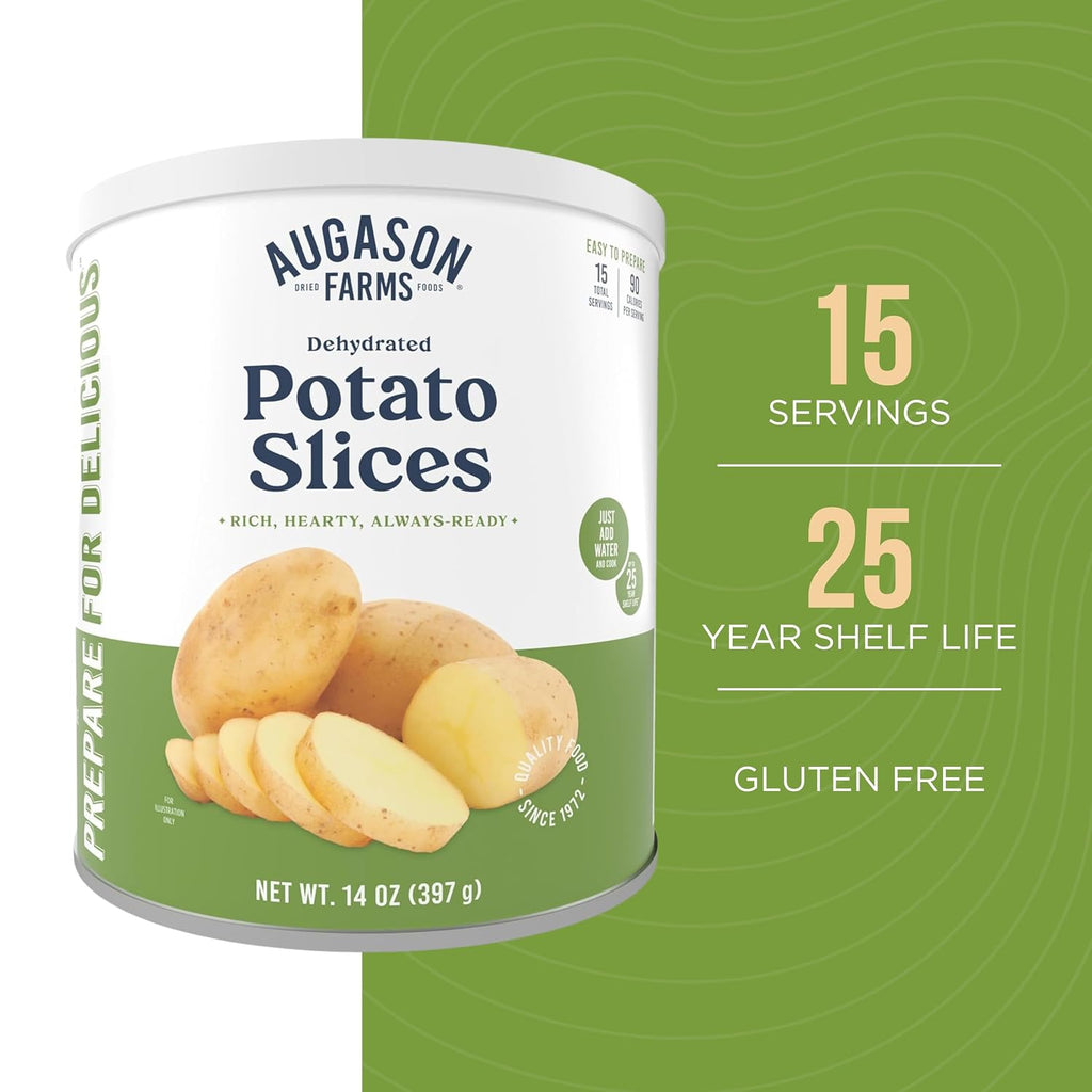 Dehydrated Potato Slices Can | Emergency Food Supply, 15 Servings, 25 Year Shelf Life, Certified Gluten Free Sliced