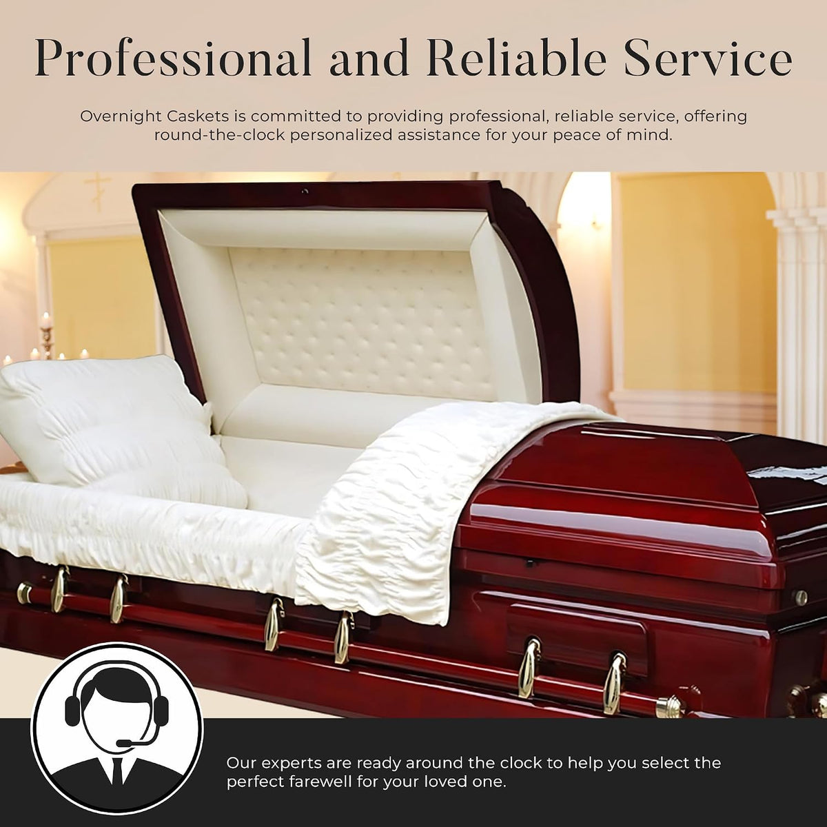 Belmont Veneer Wood Funeral Casket w/Almond Interior