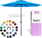 Lean - 9 Ft Patio Umbrella, Cobalt Blue Canopy