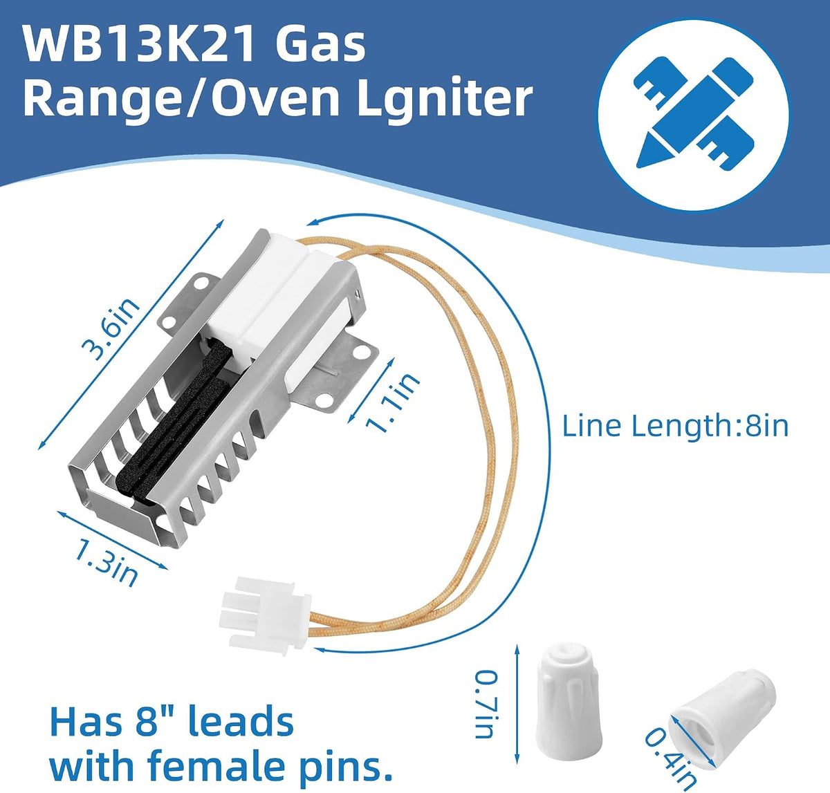 WB13K21 5303935066 WB13T10045 Gas Range Oven Igniter Replacement for GE Kenmore Hotpoint Samsung Gas Oven Igniter, Replaces WB2X9998 IG9998 WB13K10026 Norton 501a by APPLIANCEMATES