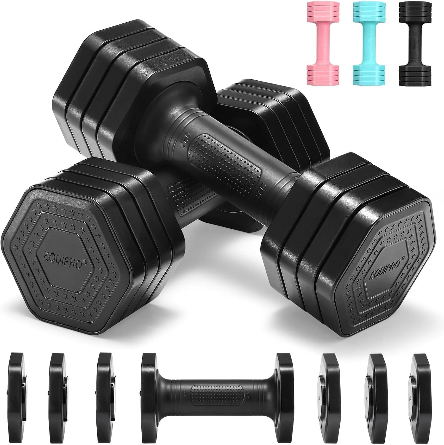Adjustable Dumbbell Set, 4 in 1 Free Weights Dumbbells Set for Women, Weights for Women at Home, 2lb 3lb 4lb 5lb with