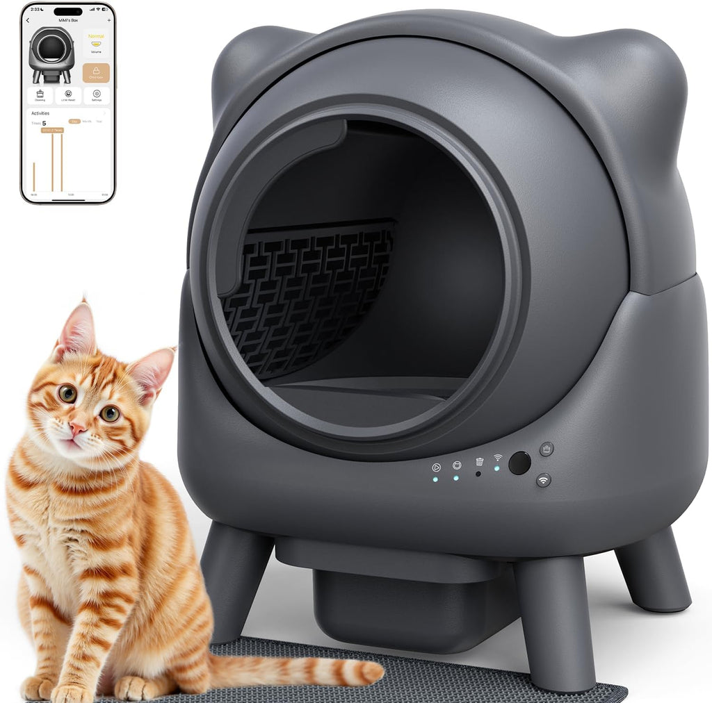 Automatic Litter Box, FEELNEEDY Self Cleaning Litter Box, Odor Control Robot, Cat Ears Design, 65L APP Real-Time