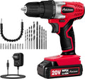 20V Cordless Drill Set for Home DIY & Beginner Projects - Lightweight Power Drill with Battery Charger & 22 Bits