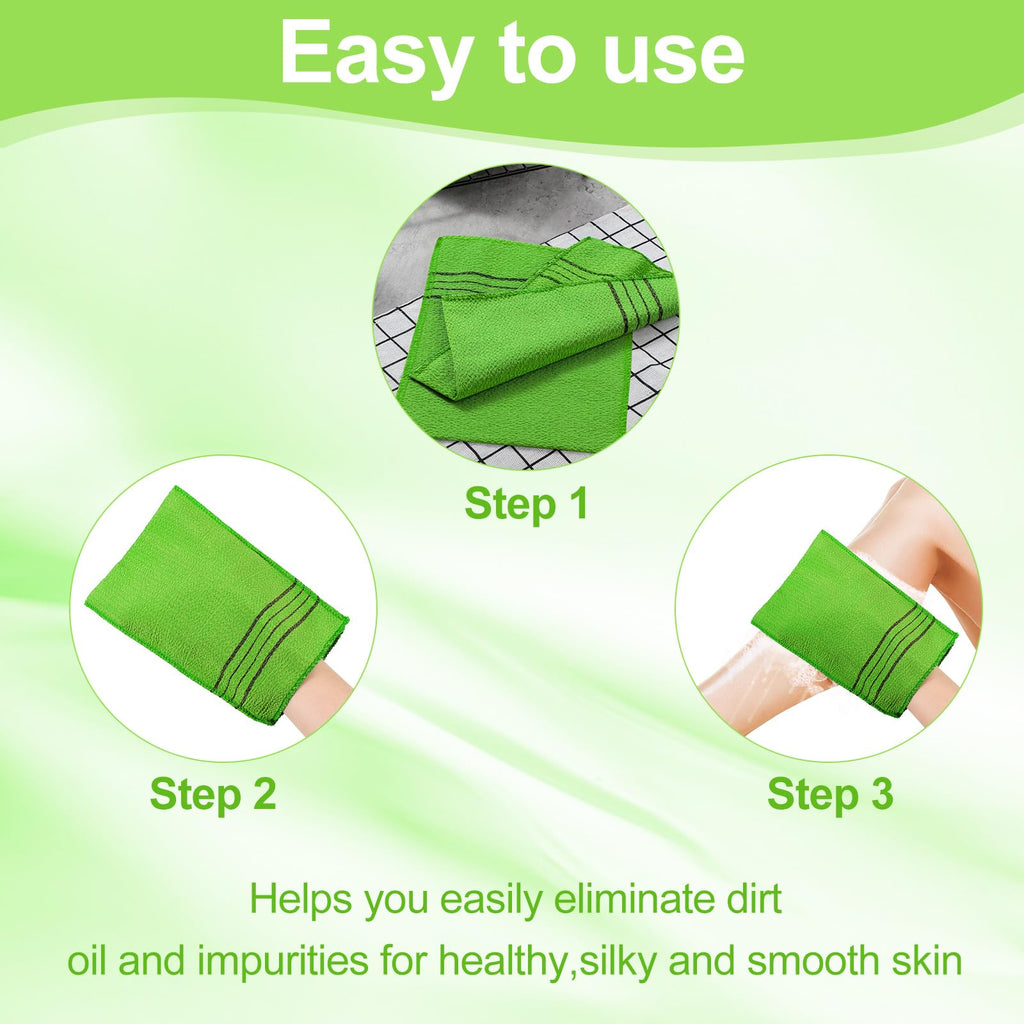 12 Pack Korean Exfoliating Mitts, Body Scrub, 8 x 5.5 in, Green