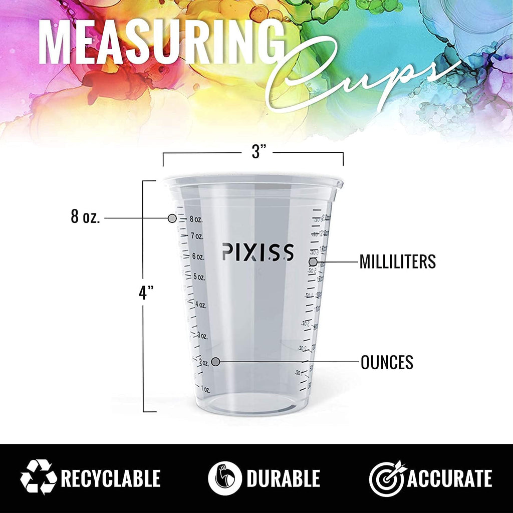 Resin Mixer Epoxy Mixer Paddles - 20 Graduated Mixing Cups & Reusable Pixiss Multipurpose Bidirectional Paint Stirrer