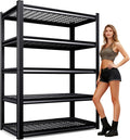 71" H Garage Shelving 5-Tier Heavy Duty Storage Shelves, Tool-Free Adjustable Metal Shelf Unit, Utility Organizer