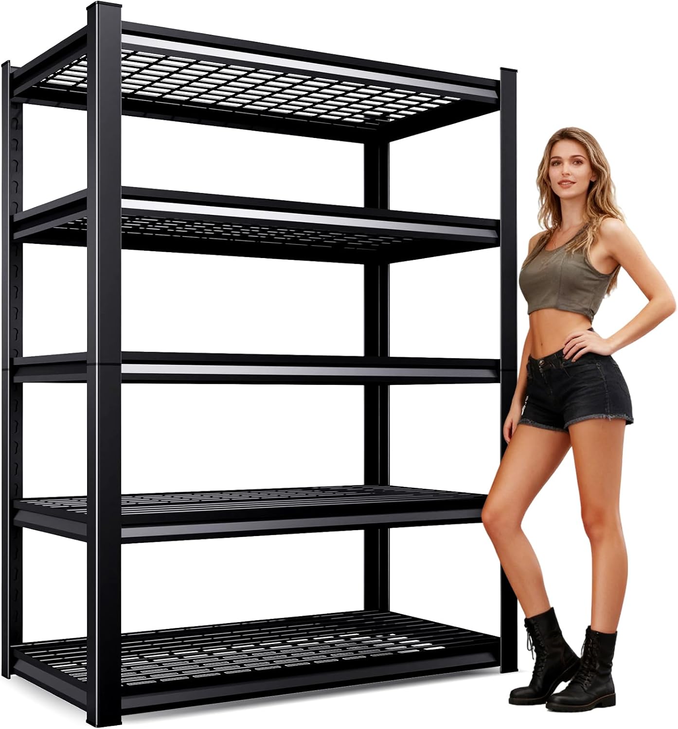 71" H Garage Shelving 5-Tier Heavy Duty Storage Shelves, Tool-Free Adjustable Metal Shelf Unit, Utility Organizer