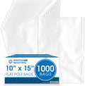 10" X 15" Open-End Flat Poly Bags (1000 Count) - 1.1 Mil Clear Plastic Bags