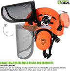Forestry Chainsaw Safety Helmet with Mesh Face Shield Built-in Visor and Earmuffs 5 in 1 System Vented Arborist