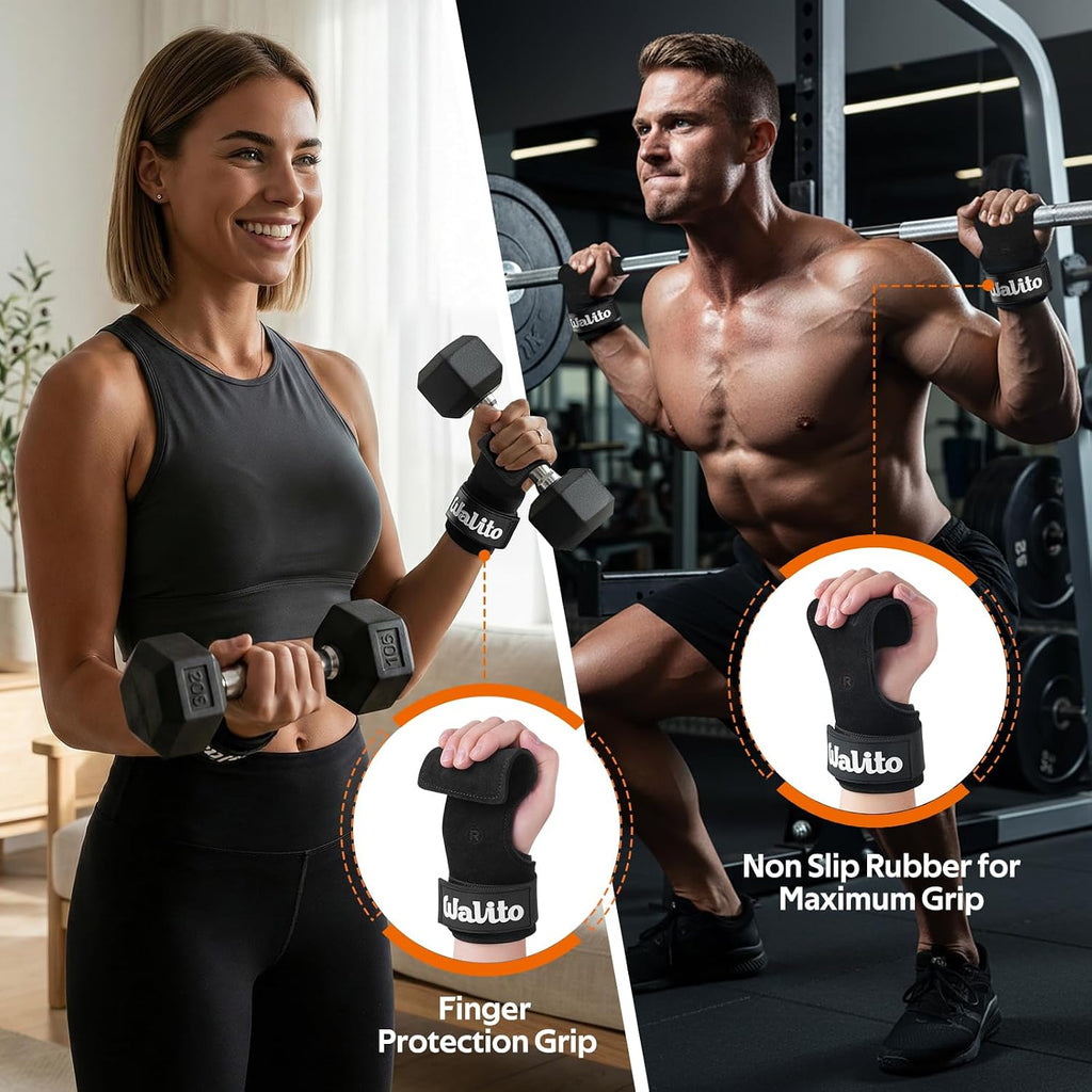 Weight Lifting Wrist Strap，Double Layer Leather Wrist Wraps with Neoprene Padding for Weightlifting & Deadlifts –