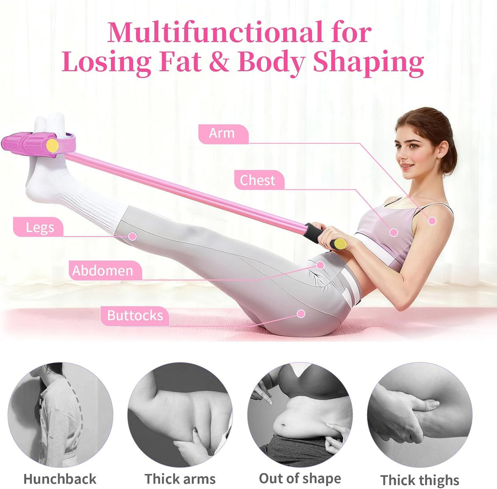 Pedal Resistance Bands with Handles, Upgrade 6-Tubes Elastic Bands for Exercise, Natural Rubber Foot Pedal Resistance