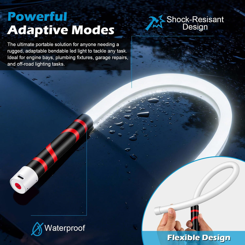 Flexible LED Flashlight Stick, 27" Bendable Mechanic Work Light High Lumen Professional Light 3 Lighting Modes