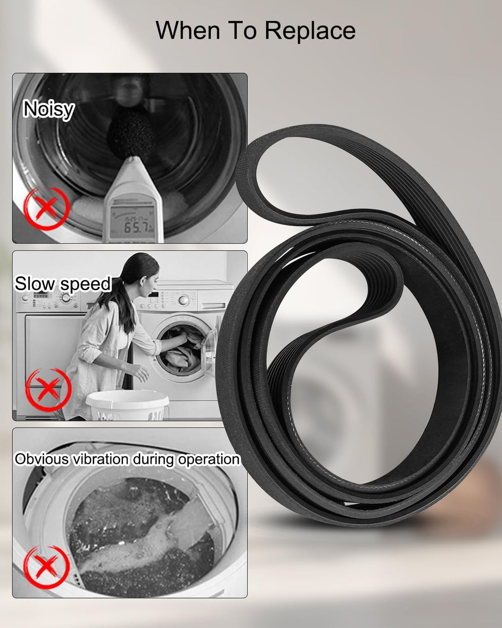 WH03X29522 Washer Drive Belt Fit for GE Washing Machine GFW510SCN0WW