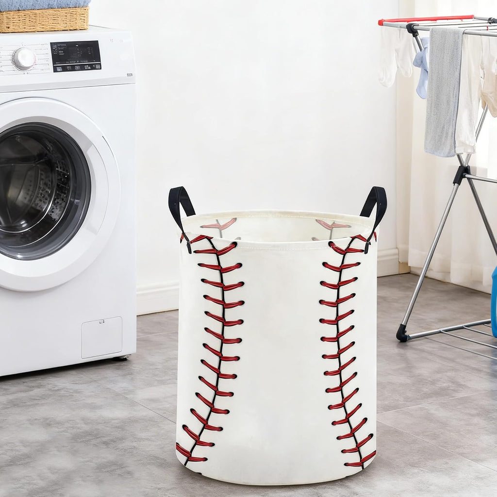 Ball Laundry Basket,Baseball Hamper Collapsible Canvas Waterproof Storage Bin, Cute Hamper,Gift Baskets(Baseball)