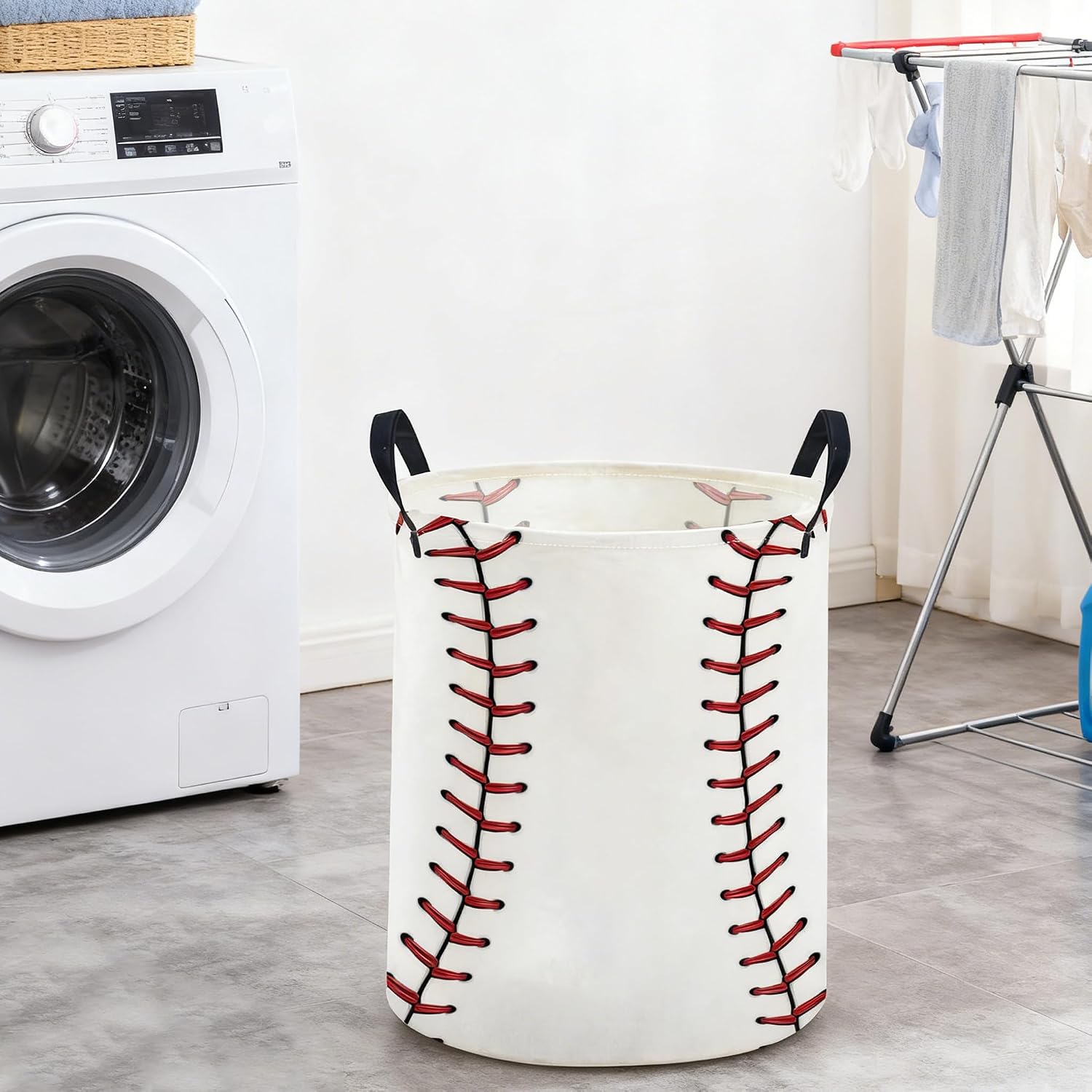 Ball Laundry Basket,Baseball Hamper Collapsible Canvas Waterproof Storage Bin, Cute Hamper,Gift Baskets(Baseball)