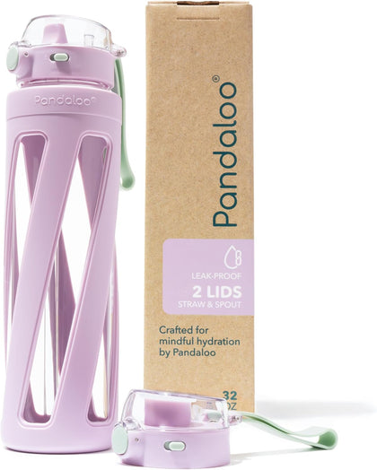 Orbit 32 oz Glass Water Bottle with 2 Leak-Proof Lids (Straw & Spout), Wide Mouth, Borosilicate Glass, BPA-Free, Cup
