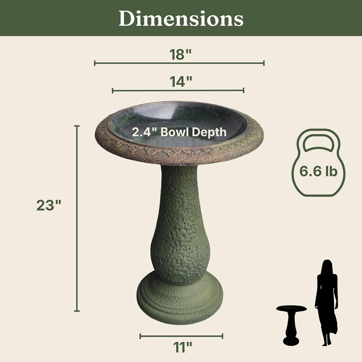 Pedestal Birdbath with Solar Fountain, Resin Stone Composite Outdoor Garden Decor, Standing Bird Bath for Outside
