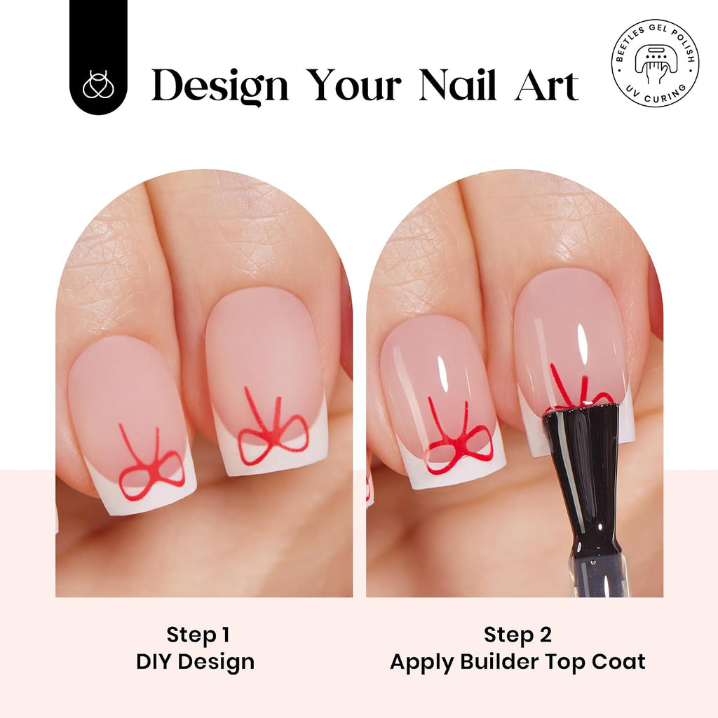 Beetles French Tip Press On Nail Kit - Short Square 150Pcs Pink
