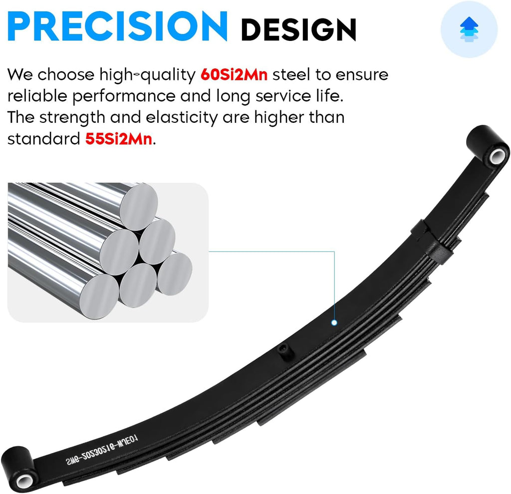 Trailer Spring 6 Leaf Double Eye for 7000 lbs Trailer Axle Springs, 25-1/4” Length, 3500 lbs Weight Capacity Per