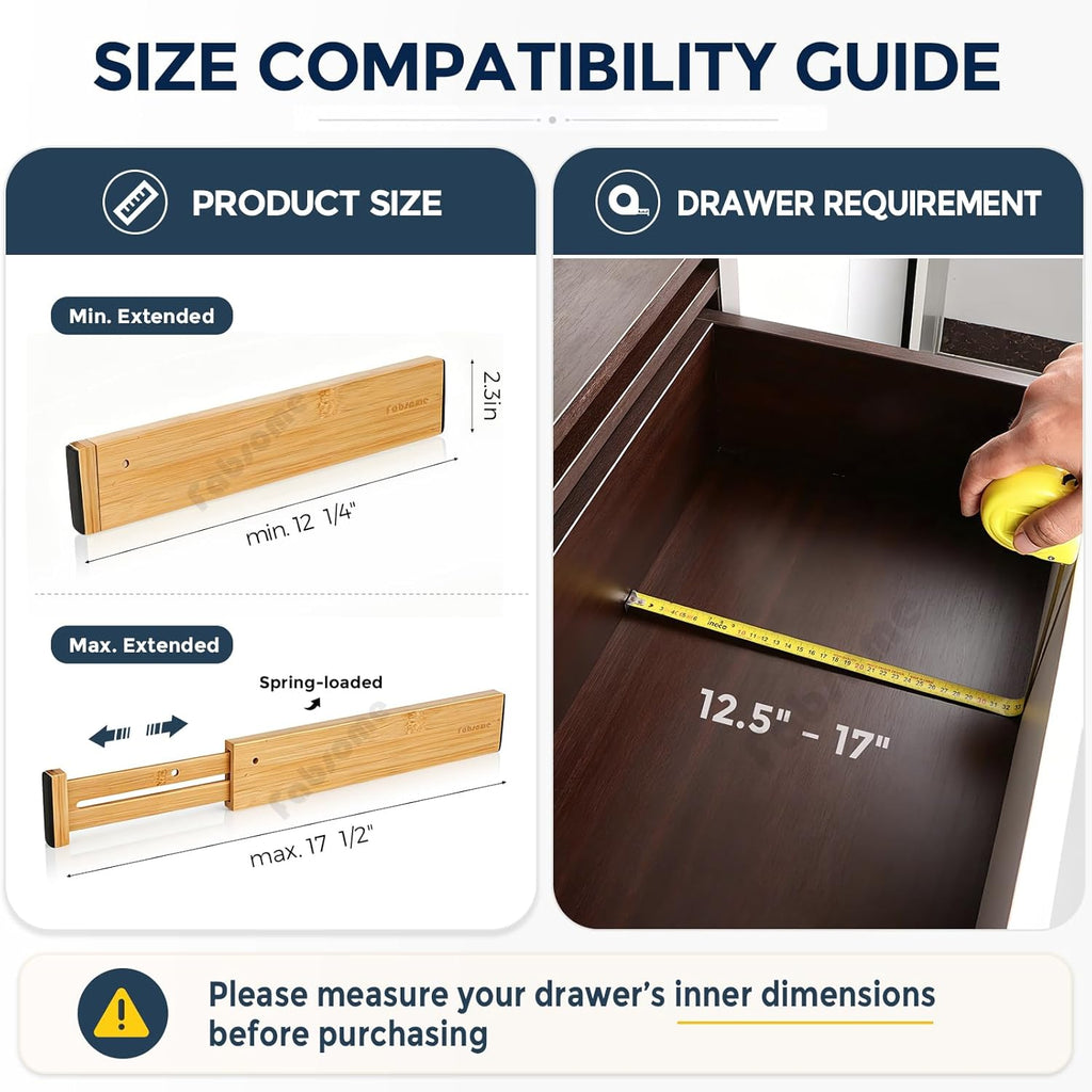 Drawer Divider 6 Pack, Bamboo Dresser Organizers for Clothes Socks Underwear Baby Clothing, Wooden Separators for