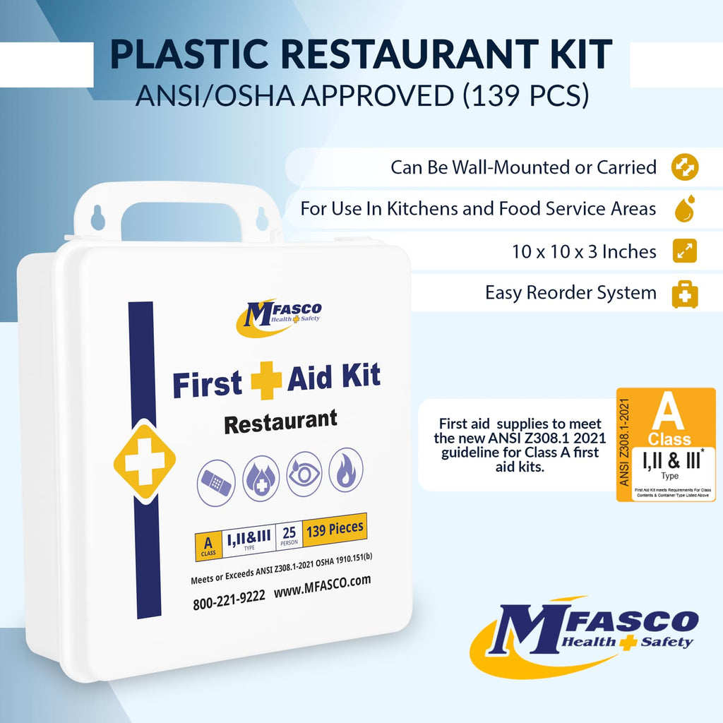 Restaurant First Aid Kit 2021 OSHA Class A Portable & Mountable