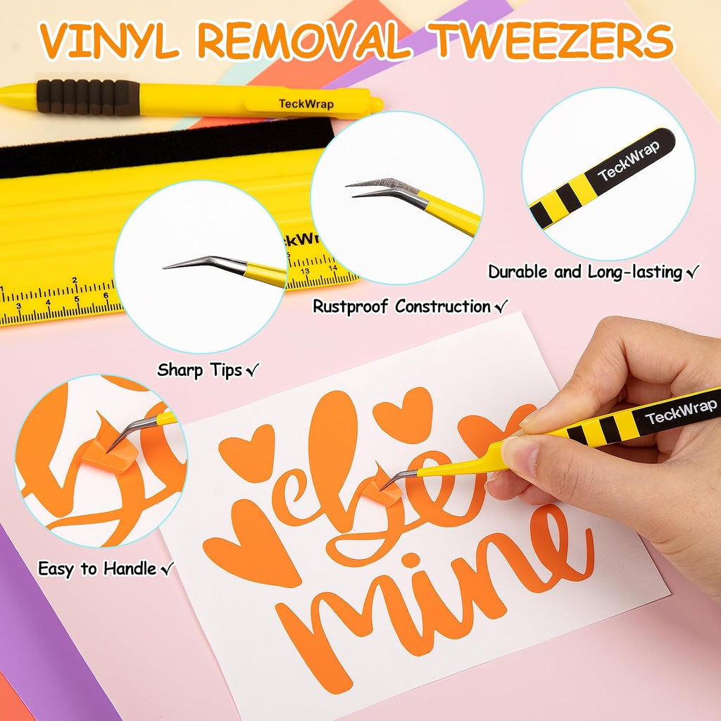 Vinyl Craft Tool Kit for Decals, HTV & Iron-On Projects - 3PCS | Retractable Weeding Pen, Felt Vinyl Squeegee with