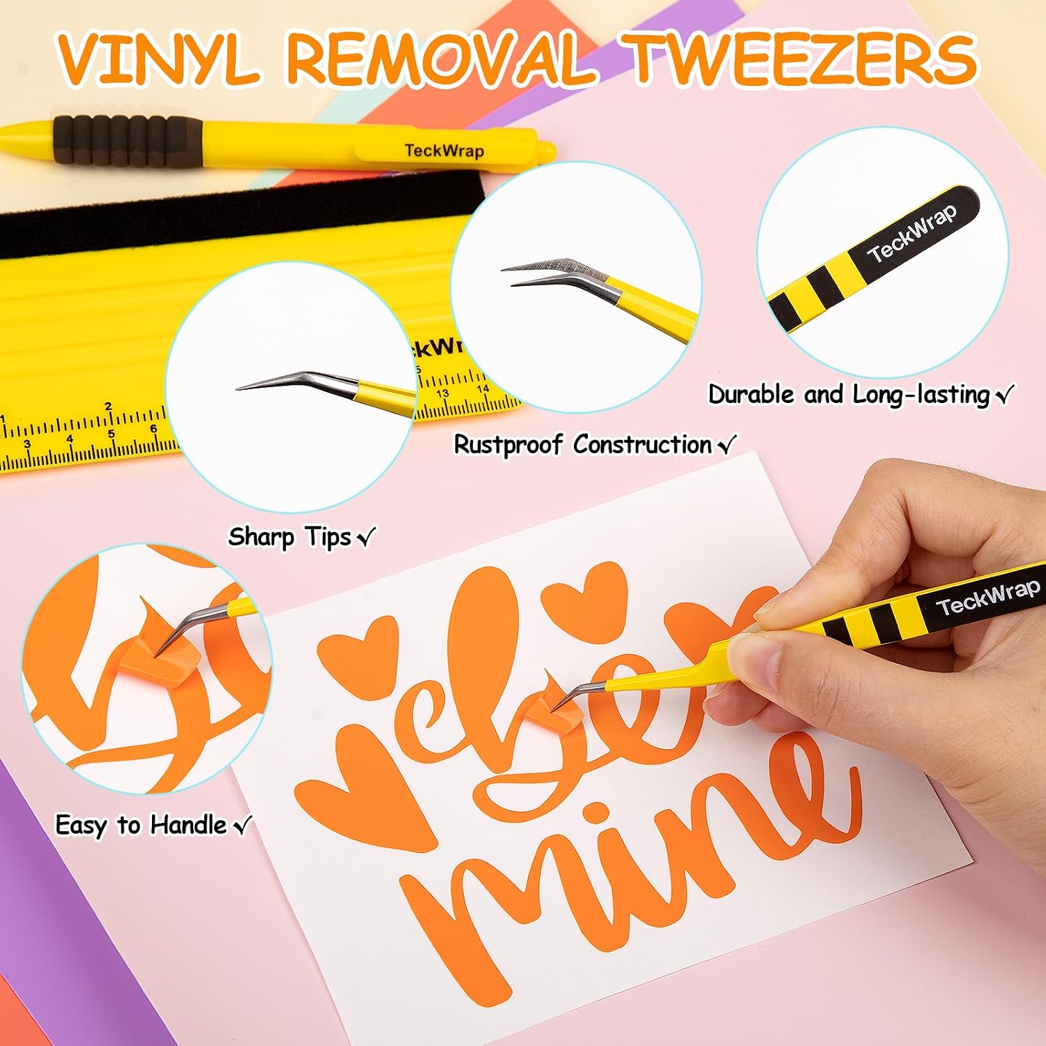 Vinyl Craft Tool Kit for Decals, HTV & Iron-On Projects - 3PCS | Retractable Weeding Pen, Felt Vinyl Squeegee with