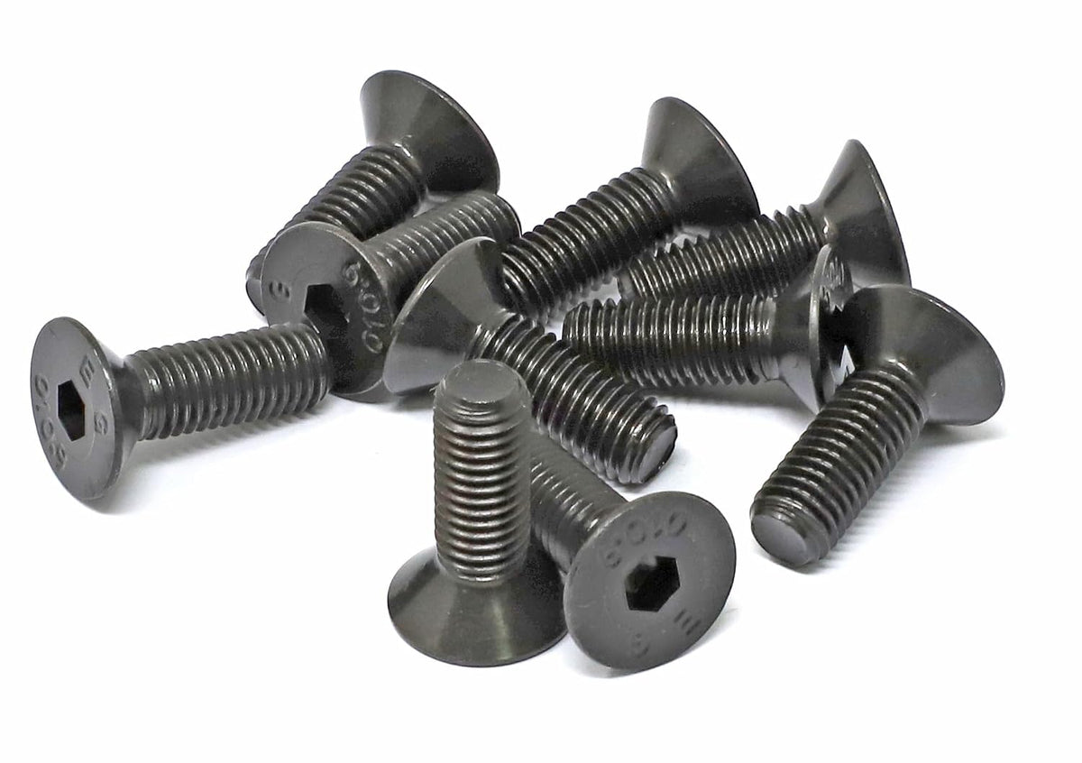 iexcell 10 Pcs M10 x 30mm Thread Pitch 1.5 mm Alloy Steel 10.9 Grade Hex Socket Flat Head Cap Screws Bolts Kit, Black Oxide Finish