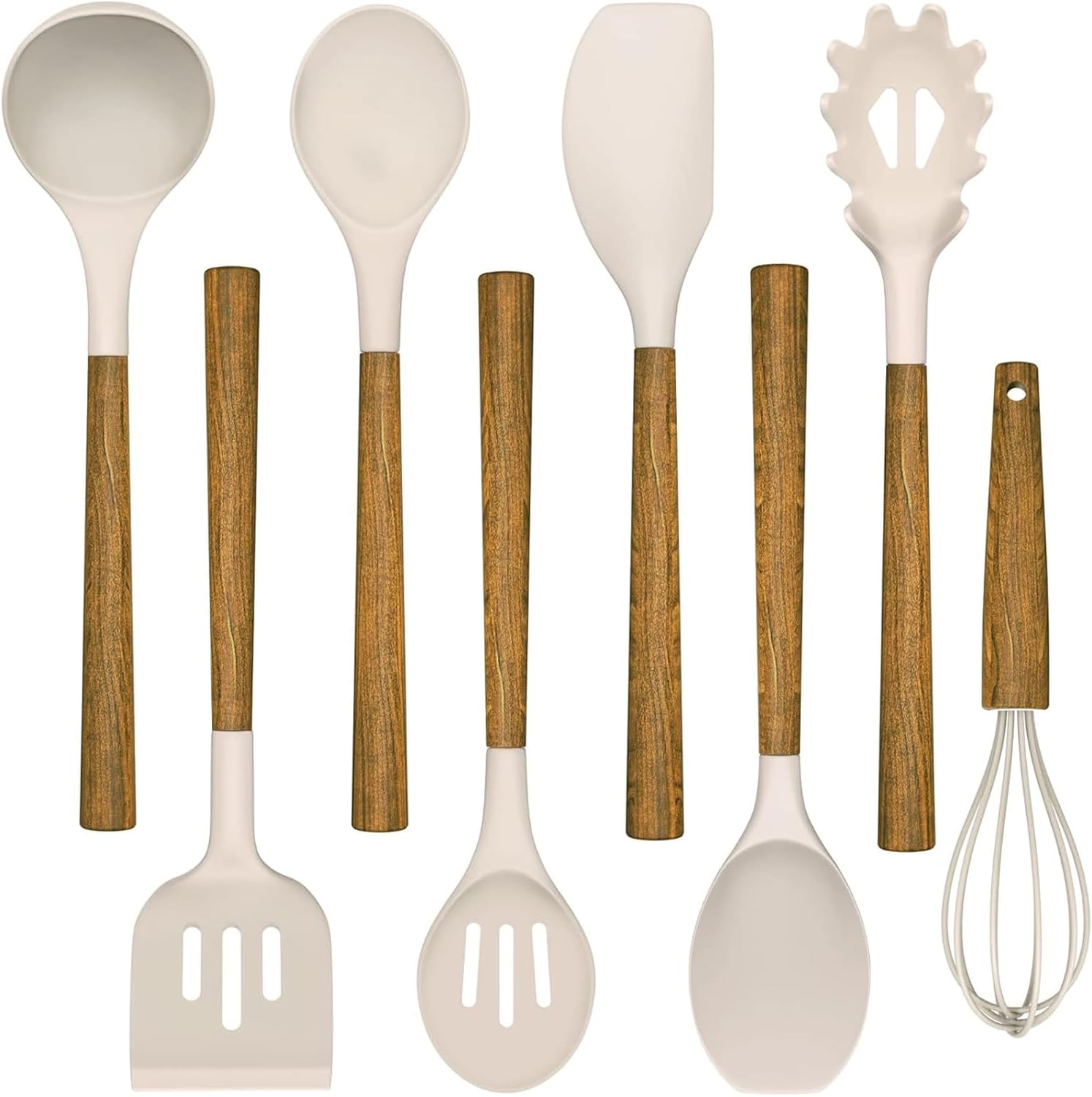 Silicone Cooking Utensil Set,Umite Chef 8-Piece Kitchen Utensils Set with Natural Acacia Wooden Handles, Silicone
