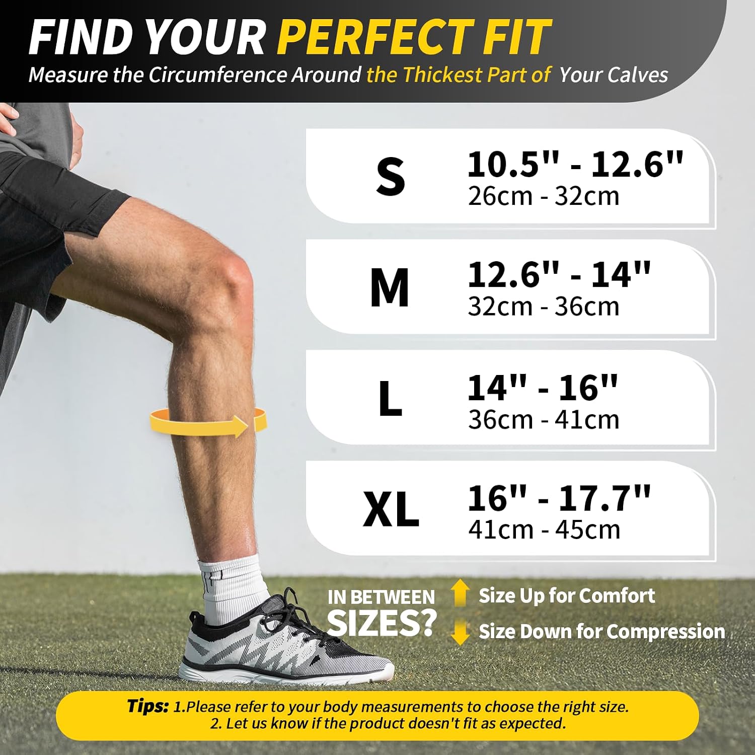 Gradient Calf Compression Sleeves, 20-30 mmHg Medical Footless Compression Socks for Shin Splints, Leg Fatigue