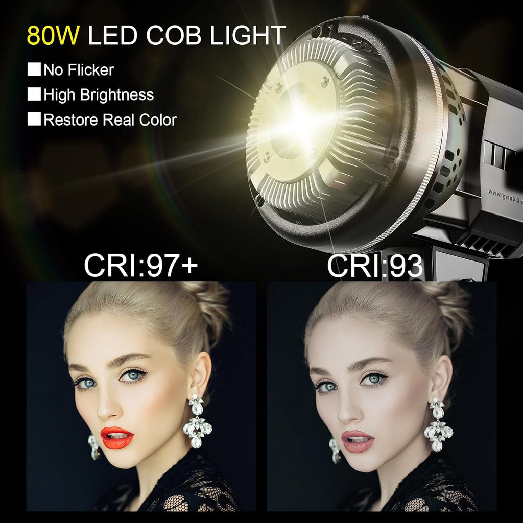 GVM 80W Softbox Lighting Kit with APP Control, Professional Studio Photography Lighting with Digital Display, LED