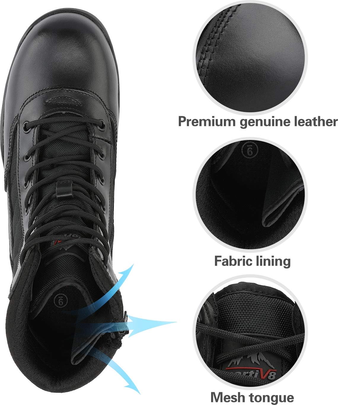 Men's Steel Toe Work Boots Side Zipper | Safety Industrial & Construction Military Work Boots Slip Resistant ASTM