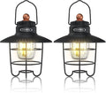 LED Camping Lantern Pack of 2, USB C Rechargeable Lantern with 3 Light Modes, Vintage Outdoor Lanterns with Power