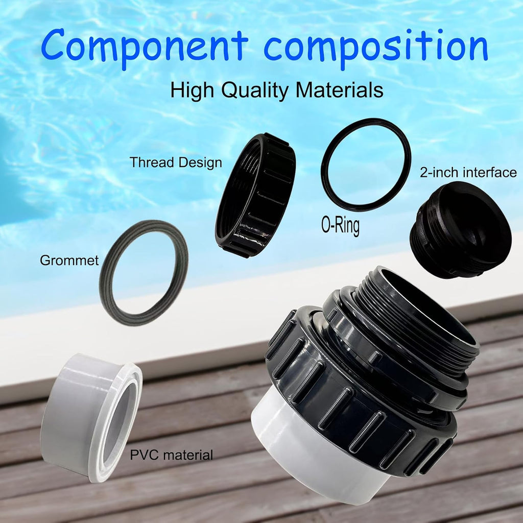 2 Pcs MIP x 2" Hi Temp Unions PVC Waterproof
