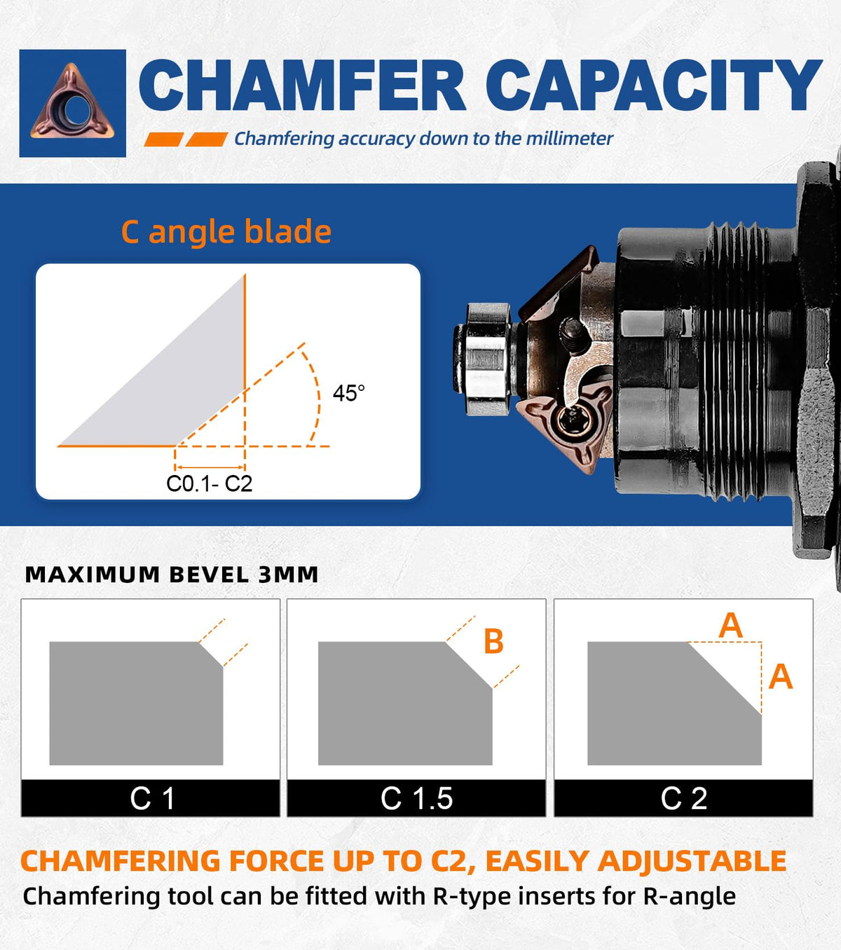 SI FANG Pneumatic Chamfering Tool Mini Air Chamfer C0.1-2 Angle
