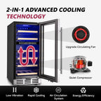 15" Wine Cooler Refrigerator,30 Bottle Dual Zone Wine Fridge,Silver