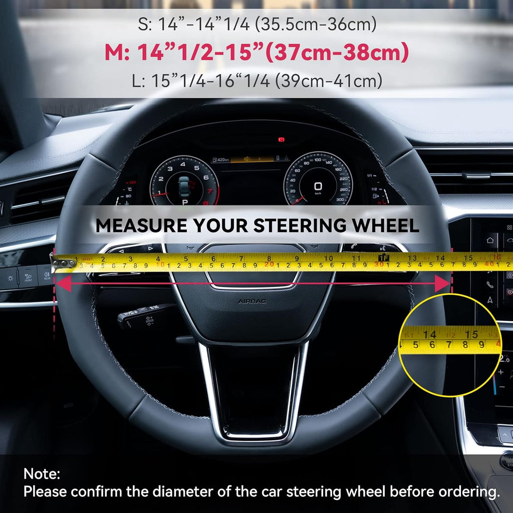 Boho Steering Wheel Cover Elastic Microfiber for Women, Universal Fit 15 inch Car SUV, Hippie Style Protector Cover